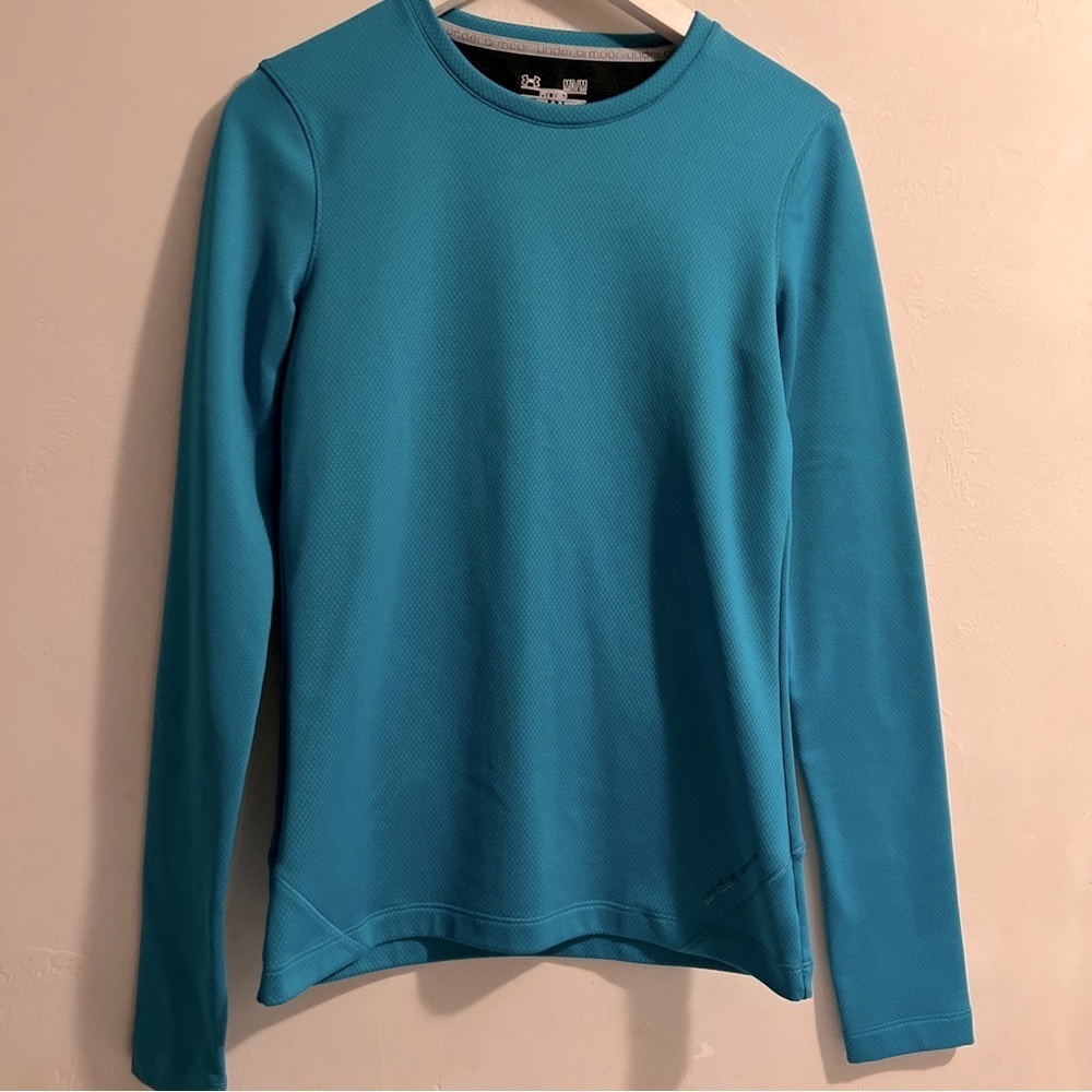 Under Armour Women's M Teal Fitted Coupe Ajustee ColdGear Top Long Sleeve EUC